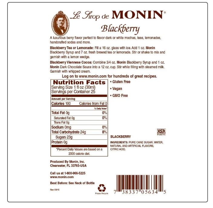 Monin Blackberry Syrup 1 Liter Bottle