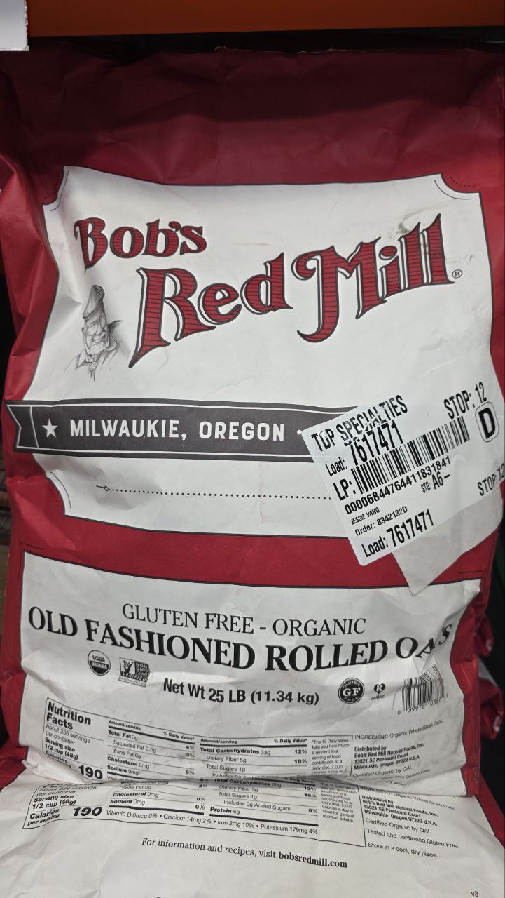 Bob's Red Mill Old Fashioned Rolled Oats 25lb