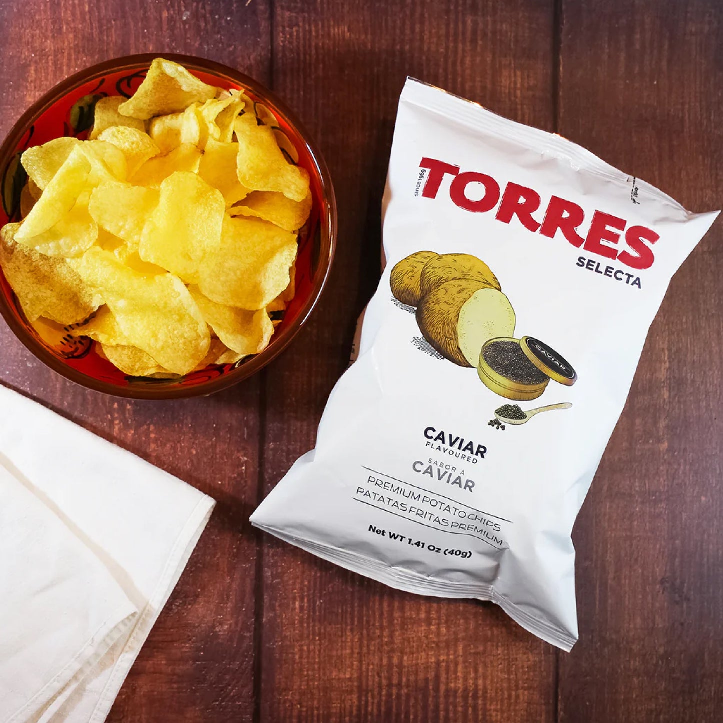 Torres Caviar Potato Chips — Case of 20 (1.41 oz (40g) Bags)