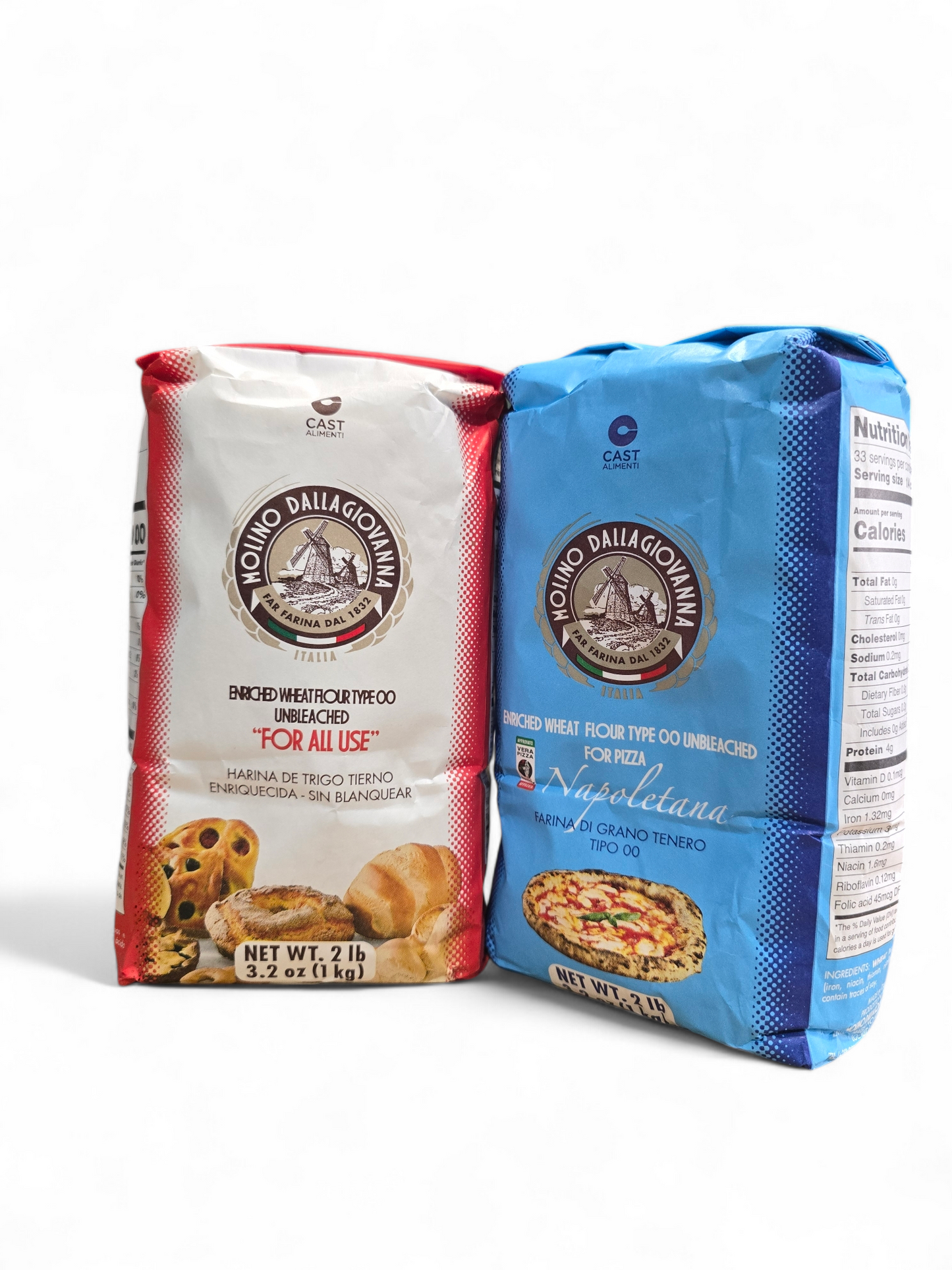 Molino Dallagiovanna Variety Pack 1 All Use Red 1 La Napoletana Blue 1kg bags