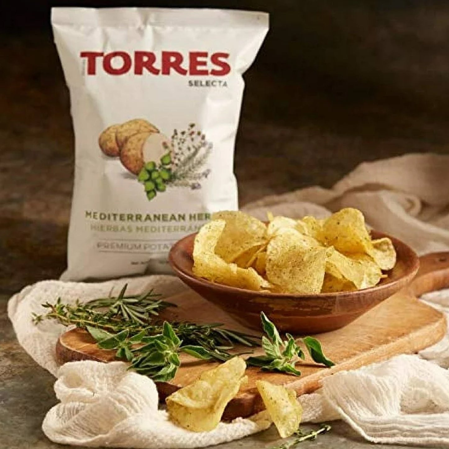 Torres Mediterranean Herbs Potato Chips — Case of 20 (1.76 oz (50g) Bags)