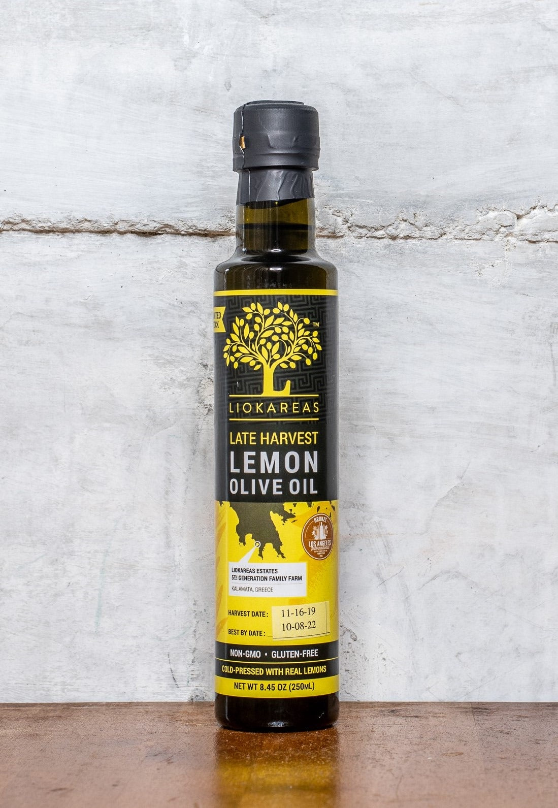 Liokareas Cold Fused Lemon Greek Olive Oil 250 Ml Glass Bottle