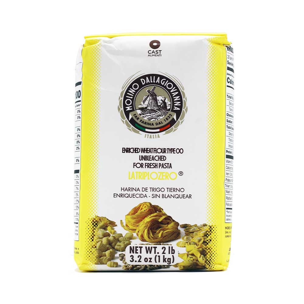 Molino Dallagiovanna Flour Type 00 Latriplozero for Fresh Pasta, 1 Kilo bag (2 Pack) 4.4 lbs