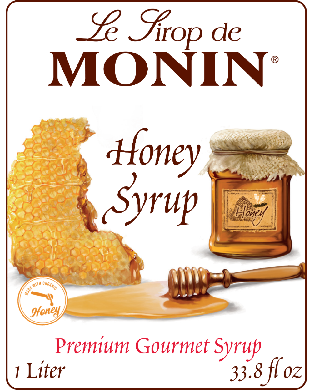 Monin Honey Syrup; 1 Liter