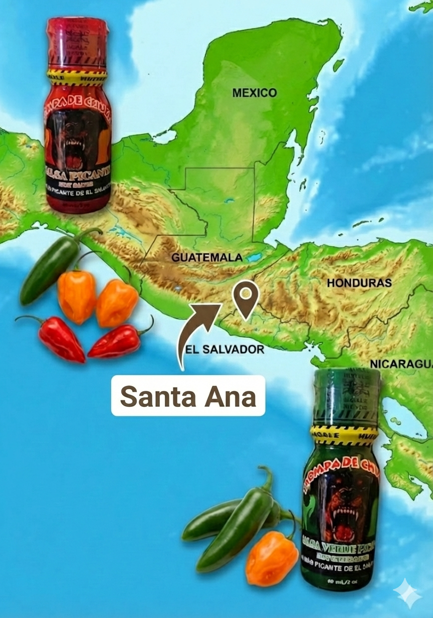 Trompa De Chucho Hot Sauce La Mas Picante De El Salvador 100% organic Imported Salvadorean Salsa Chili Vinegar 3 peppers Jalapeno, Habanero, Tabasco  Hagale Huevos!