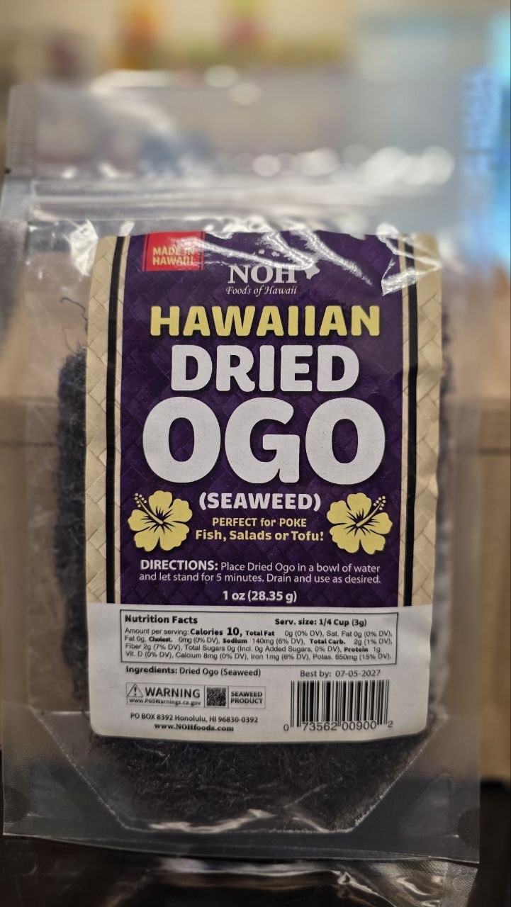 NOH Dried Ogo - back label with nutrition facts