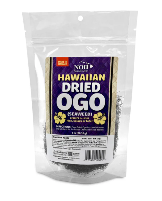 NOH Foods of Hawaii Hawaiian Dried Ogo (Seaweed) one ounce bag for sushi, poke, salads