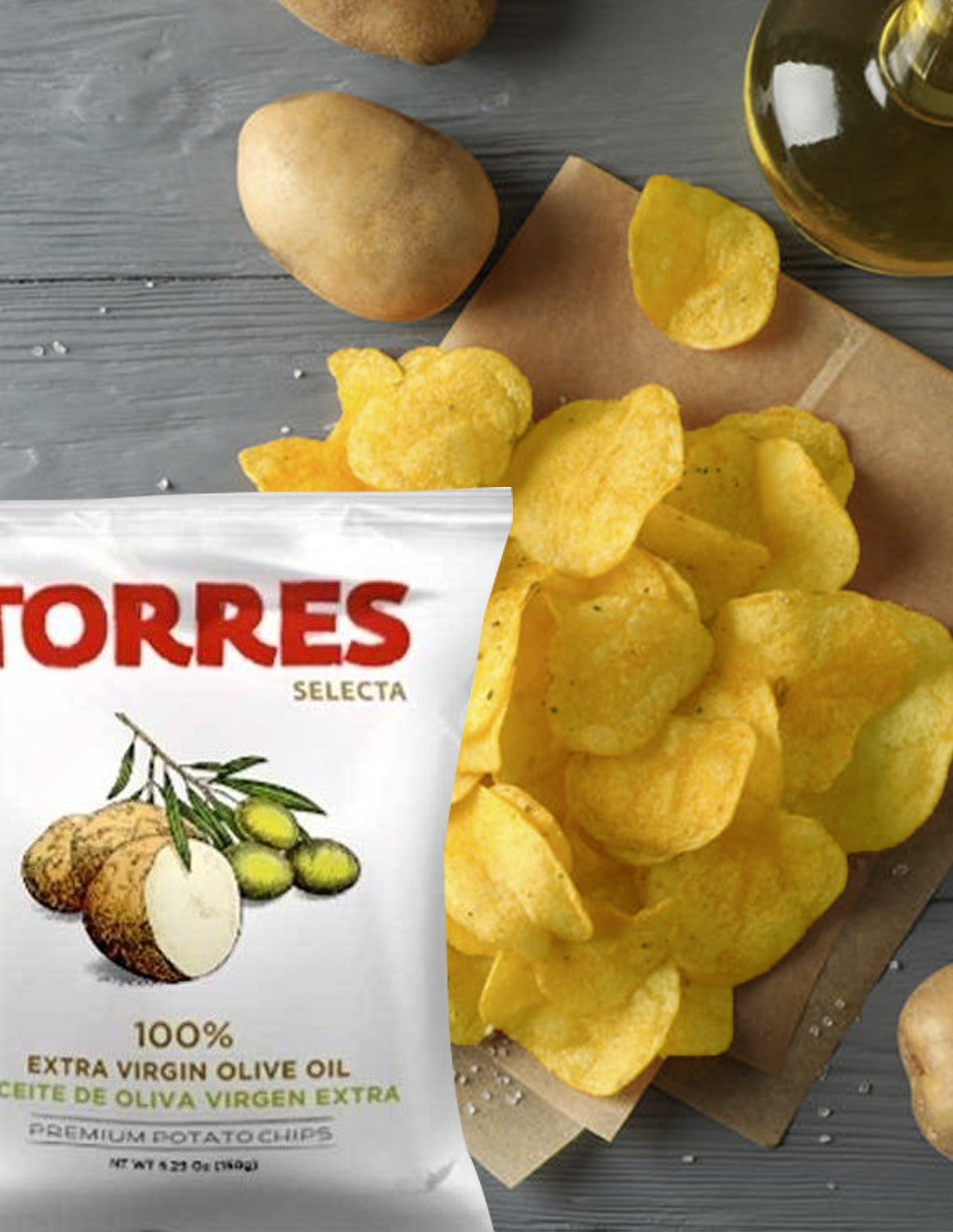 Torres Extra Virgin Olive Oil Potato Chips — Case of 20 (1.41 oz (40g) Bags)