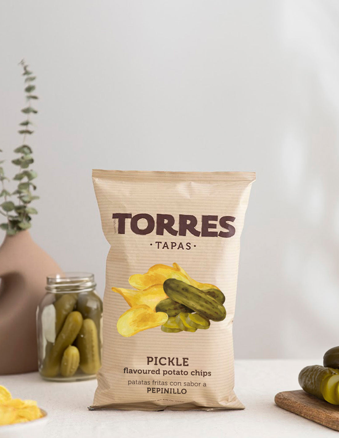 Torres Pickle Pepinillo Potato Chips — Case of 20 (1.41 oz (40g) Bags)