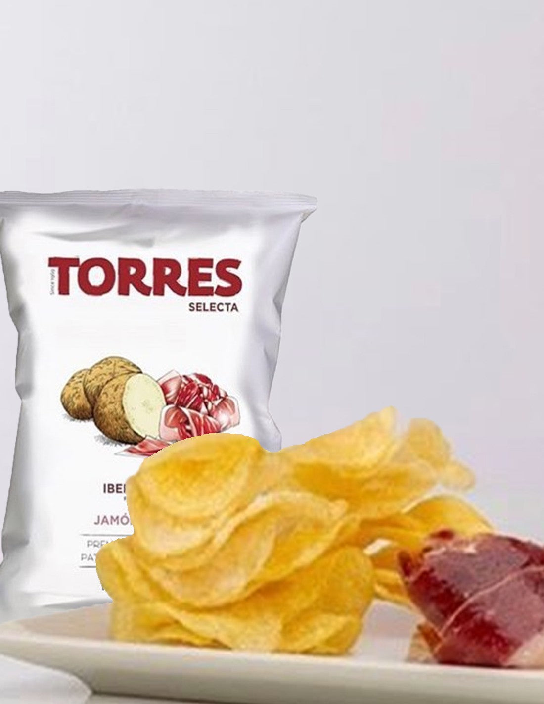 Torres Iberian Ham Potato Chips — Case of 20 (1.76 oz (50g) Bags)