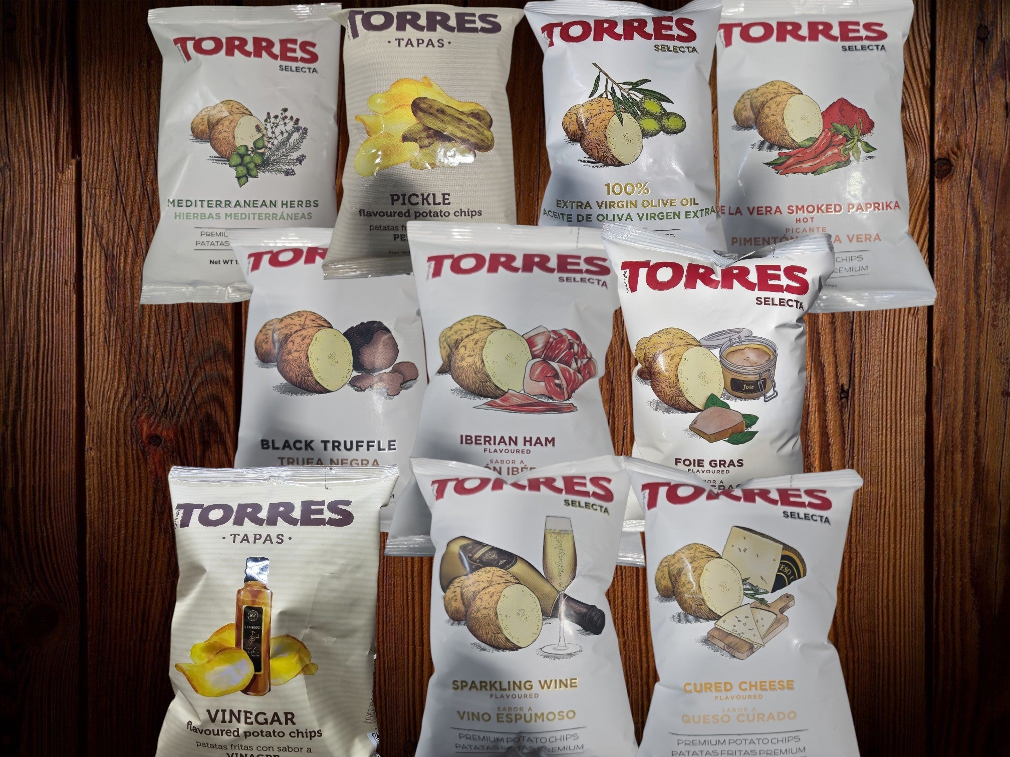 Torres Patatas Fritas Spanish Potato Chips Imported From Barcelona, Spain Exotic Flavors (Foie Gras, 10 Pack)